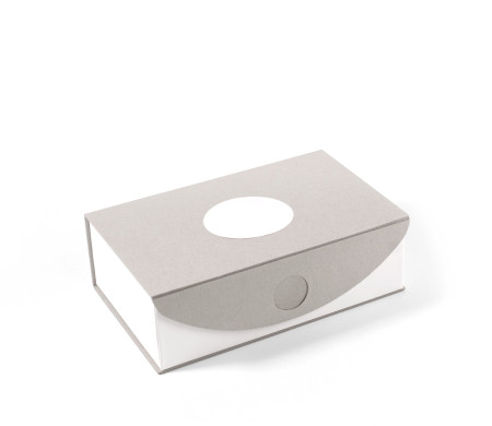 Rectangular box made of rigid ecological cardboard, assembled.