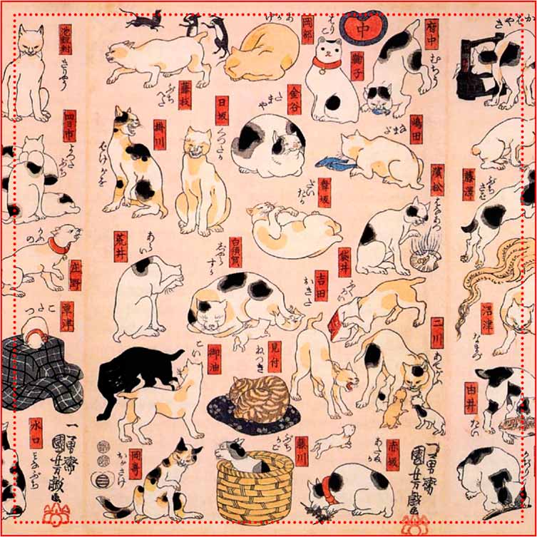 Old image Japanese cats