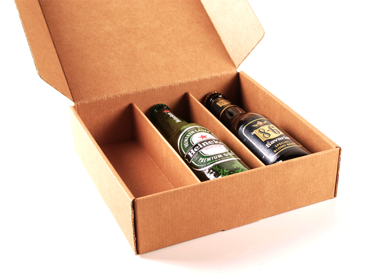 Flat box with beer holder