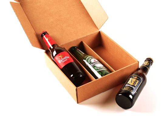 Flat box with beer holder