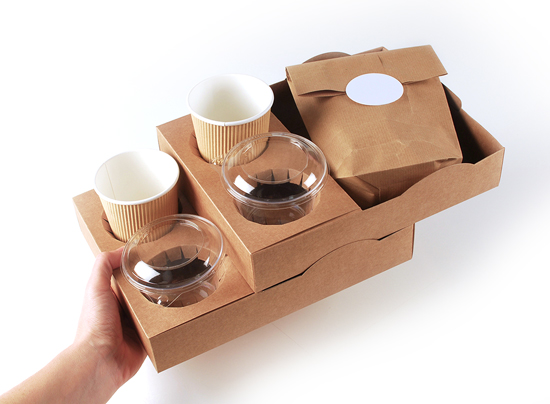 Stackable tray for street food.