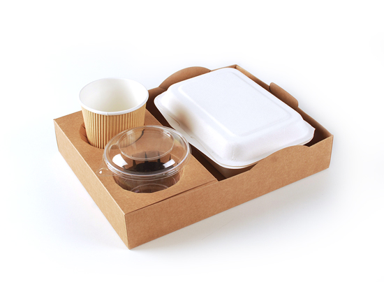 Stackable tray for street food.